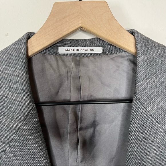 Vintage Yves Saint Laurent YSL Grey Striped Blazer Coat YSL Pure Wool Preppy - Picture 2 of 11